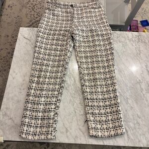 Tweed black and white and cream ankle pants